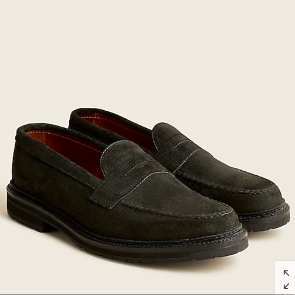 J Crew Alden® for J.Crew lug penny loafers in suede AZ878